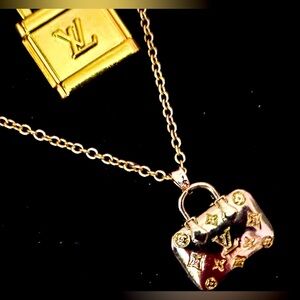 Louis Vuitton Gold Zipper Pull Charm Necklace
